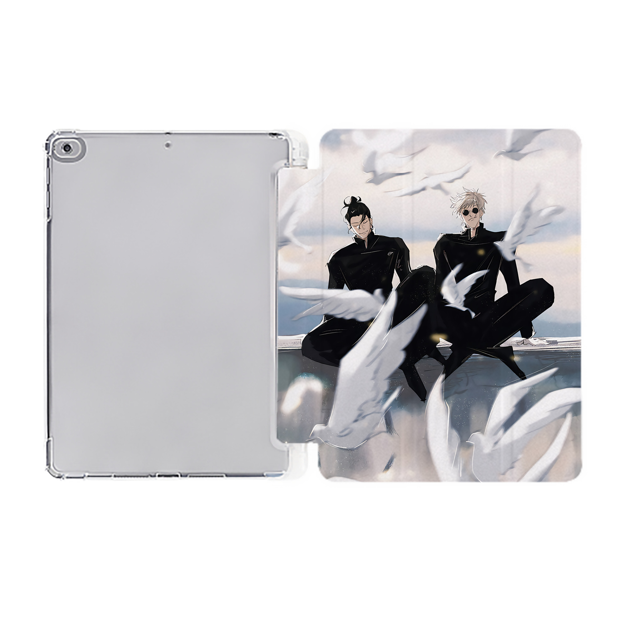 （画像用） 呪術廻戦 Jujutsu Kaisen IPad ケース ペン収納付き 三つ折りスタンド PUレザー×シリコン 対応機種9.5/10.5/10.9インチ
